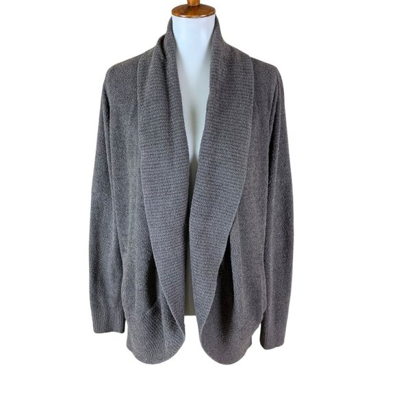 Barefoot Dreams CozyChic Lite Brown Drape Front Open Cardigan L  XL Lounge - Picture 1 of 7